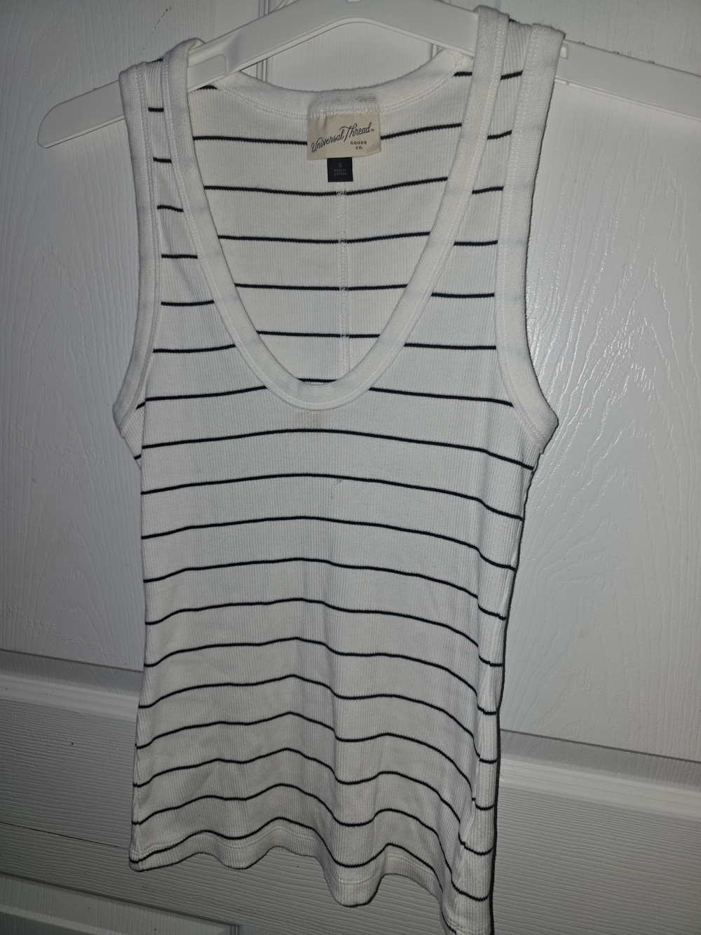 Universal Thread White Tank with Black Stripes